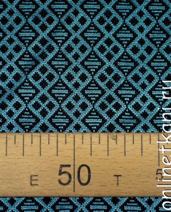 Ткань Трикотаж 1383 цвет голубой геометрический картинка 2