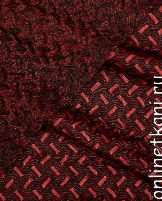 Ткань Трикотаж 1395 цвет бордовый геометрический картинка 2