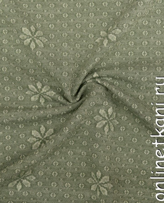 Ткань Трикотаж 1399 цвет хаки в горошек картинка
