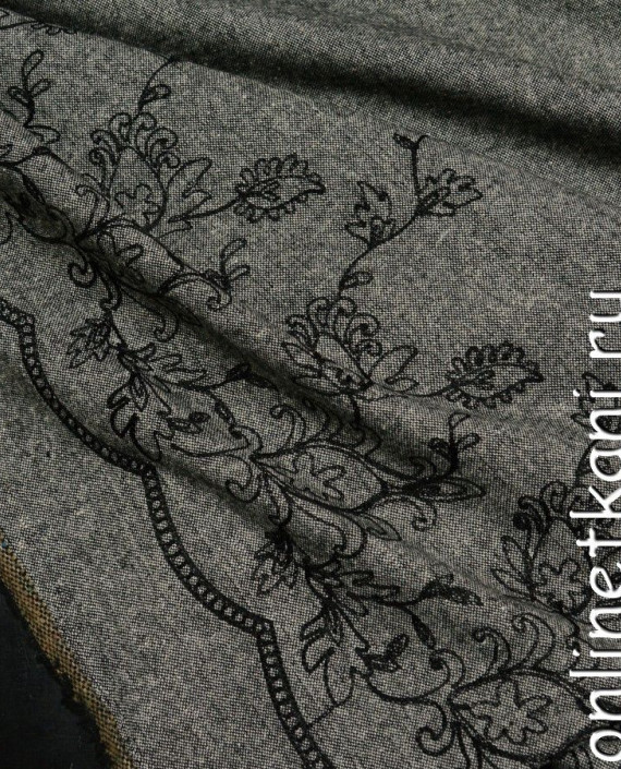 Ткань Твид 030 цвет серый цветочный картинка