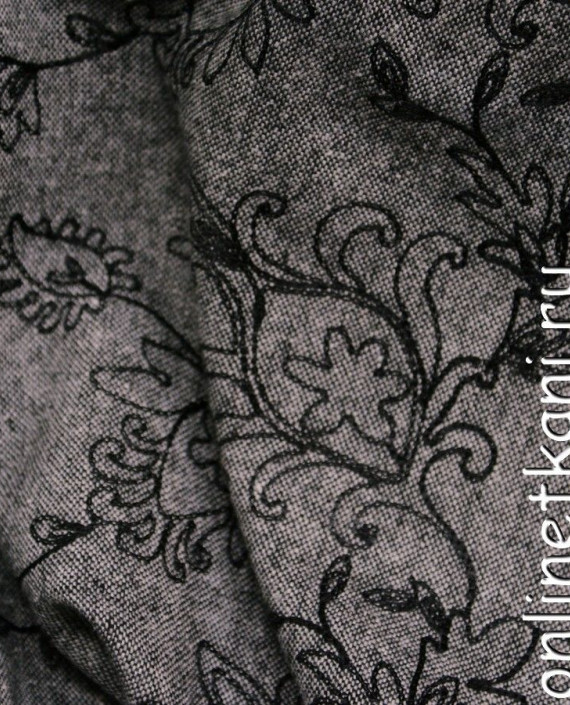 Ткань Твид 034 цвет серый цветочный картинка 1