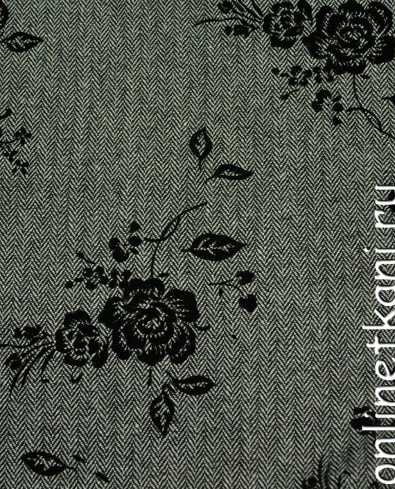Ткань Твид "Изысканный" 041 цвет серый цветочный картинка