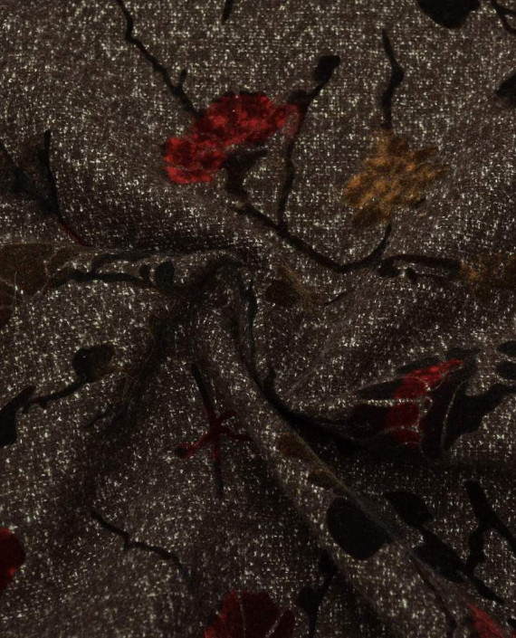 Ткань Твид 064 цвет коричневый цветочный картинка