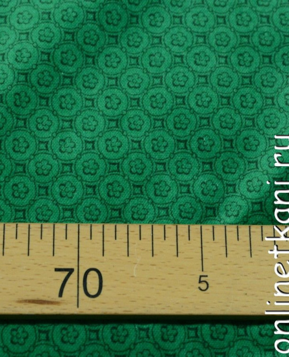 Ткань Велюр 001 цвет зеленый геометрический картинка 2