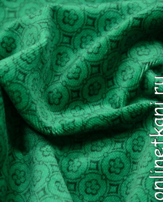 Ткань Велюр 001 цвет зеленый геометрический картинка 1