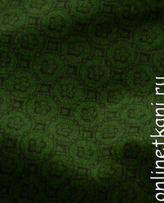 Ткань Велюр 015 цвет зеленый геометрический картинка 2