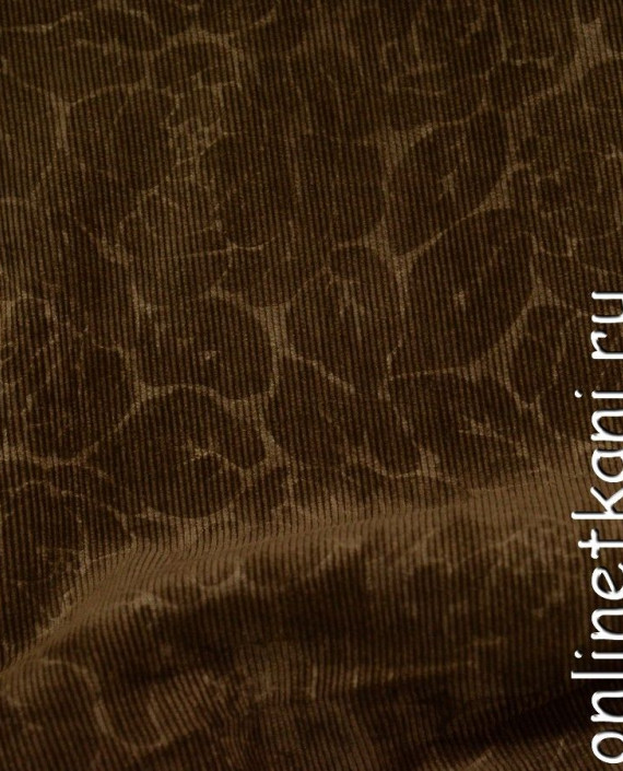 Ткань Вельвет 053 цвет коричневый цветочный картинка