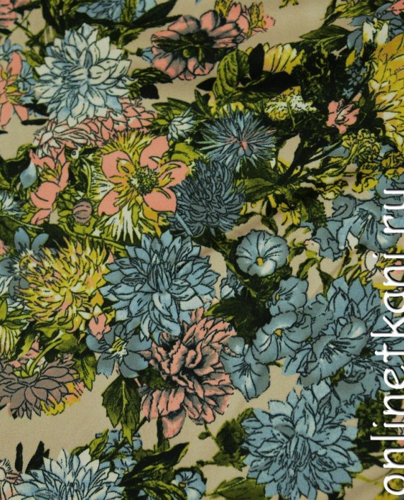 Ткань Вельвет "Цветущий сад" 087 цвет разноцветный цветочный картинка