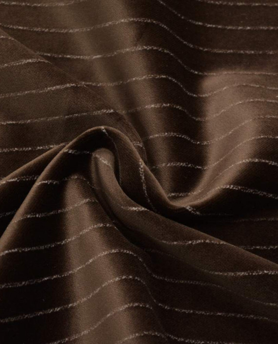 Ткань Велюр "Тёмный шоколад" 133 цвет коричневый в полоску картинка
