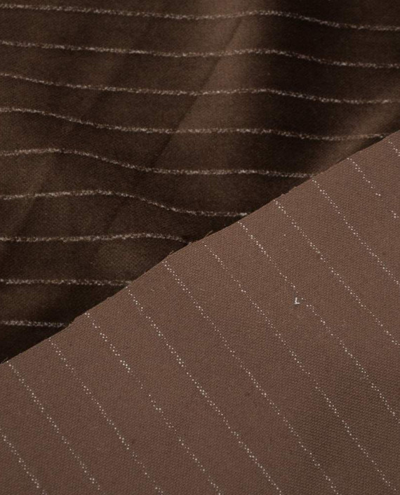 Ткань Велюр "Тёмный шоколад" 133 цвет коричневый в полоску картинка 1