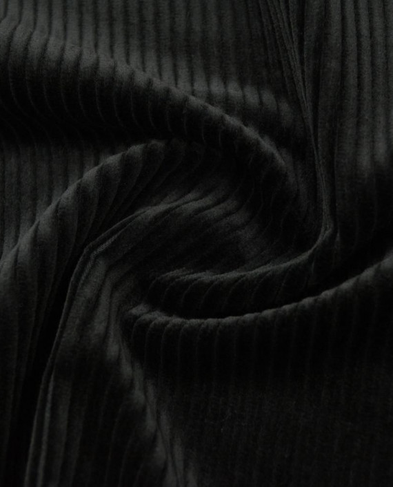 Последний отрез-1м Вельвет хлопковый  1260 цвет черный полоска картинка