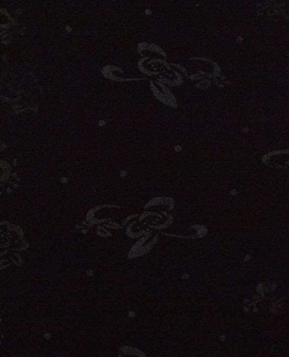 Ткань Вискоза Костюмная 0353 цвет черный цветочный картинка