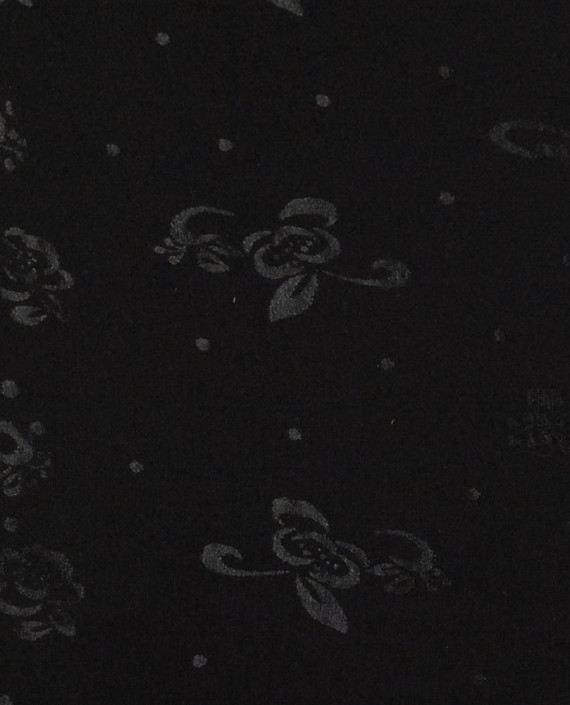 Ткань Вискоза Костюмная 0354 цвет черный цветочный картинка