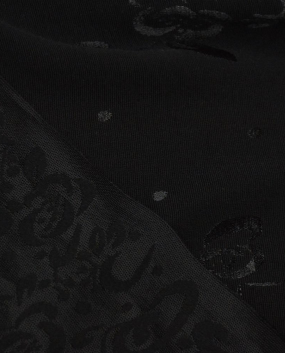 Ткань Вискоза Костюмная 0354 цвет черный цветочный картинка 2