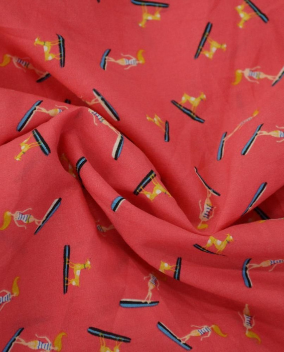 Ткань Вискоза Рубашечная "Сёрф" 0404 цвет красный абстрактный картинка
