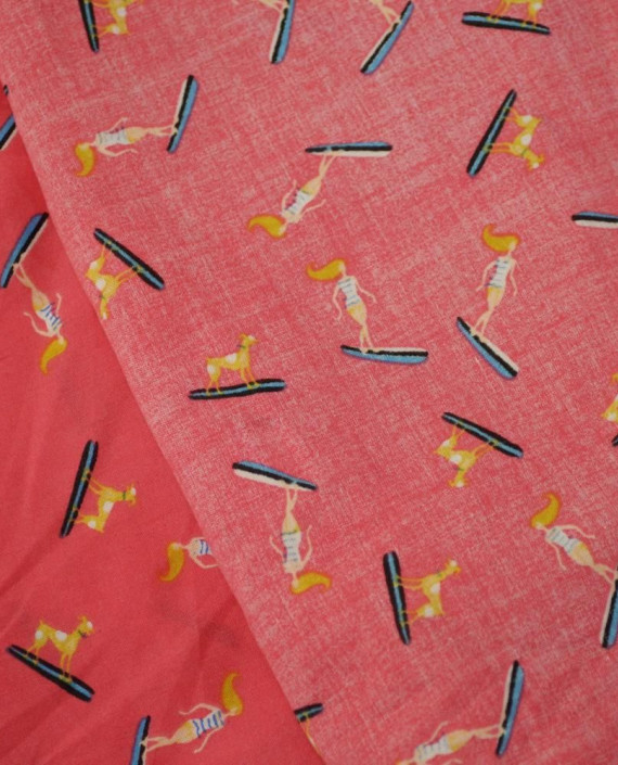 Ткань Вискоза Рубашечная "Сёрф" 0404 цвет красный абстрактный картинка 1
