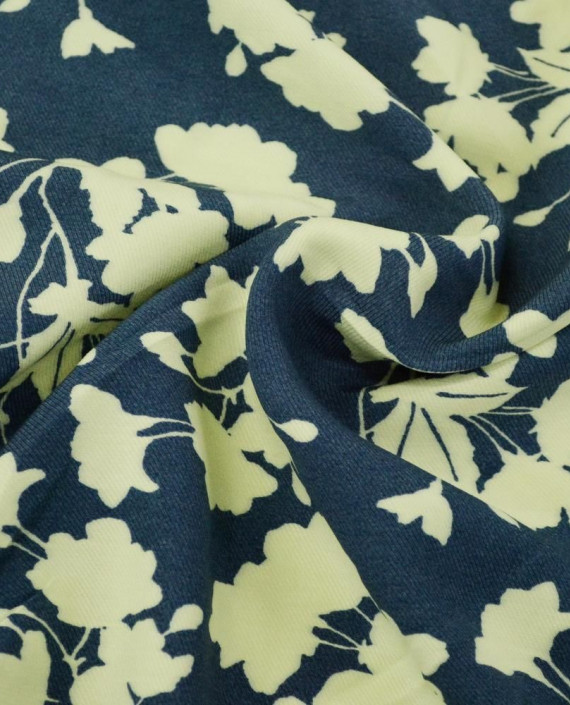 Ткань Вискоза Плательно-рубашечная 0414 цвет синий цветочный картинка