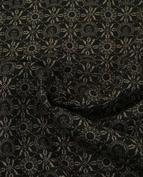 Ткань Штапель Принт 0435 цвет коричневый цветочный картинка