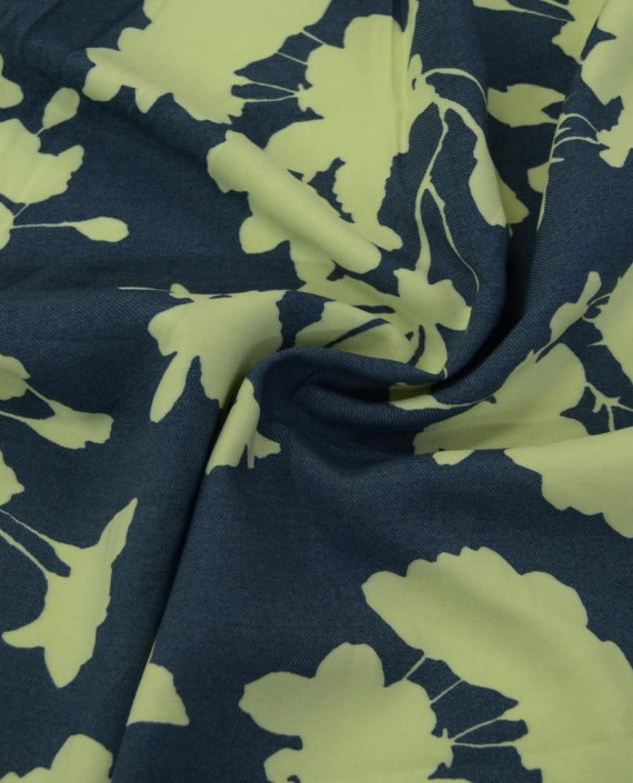 Ткань Вискоза Плательно-рубашечная 0436 цвет синий цветочный картинка
