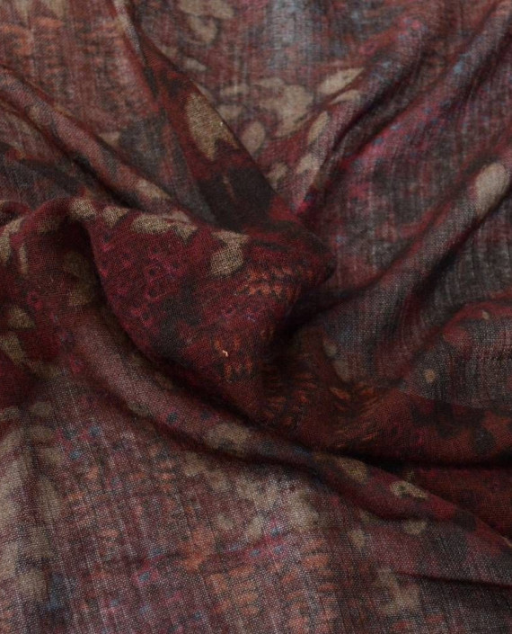 Последний отрез-2м Ткань Вискоза Рубашечная 10441 цвет бордовый цветочный картинка