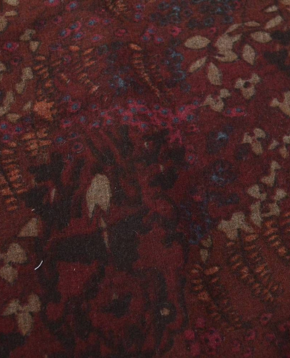 Ткань Вискоза Рубашечная 0441 цвет бордовый цветочный картинка 2