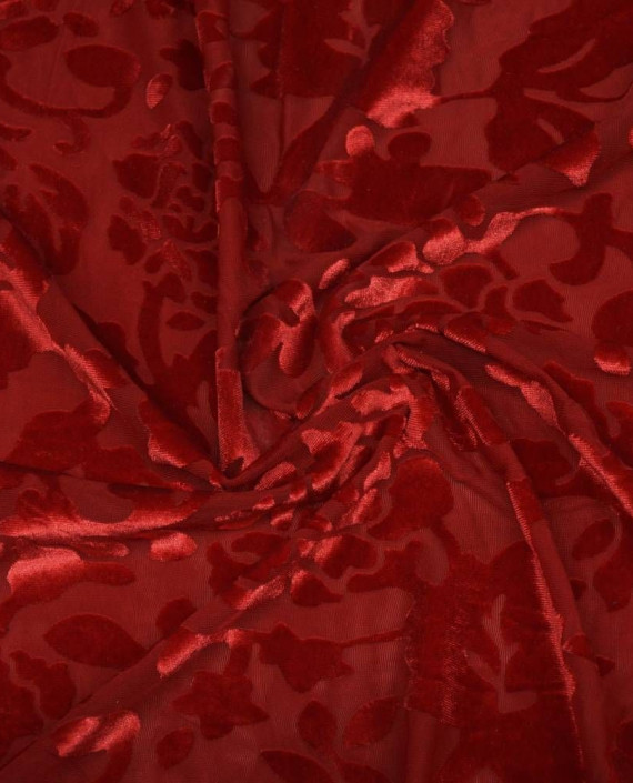 Ткань Панбархат "Классический алый" 083 цвет красный цветочный картинка