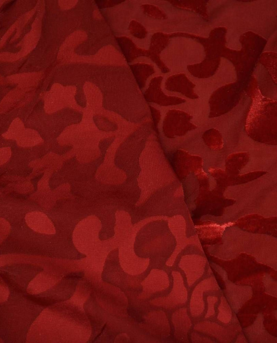 Ткань Панбархат "Классический алый" 083 цвет красный цветочный картинка 1