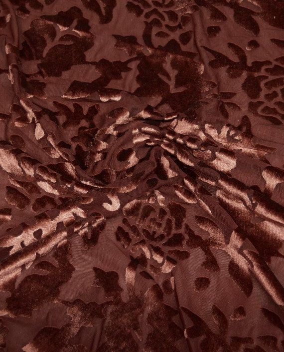 Ткань Панбархат "Кедровая шишка" 086 цвет коричневый цветочный картинка
