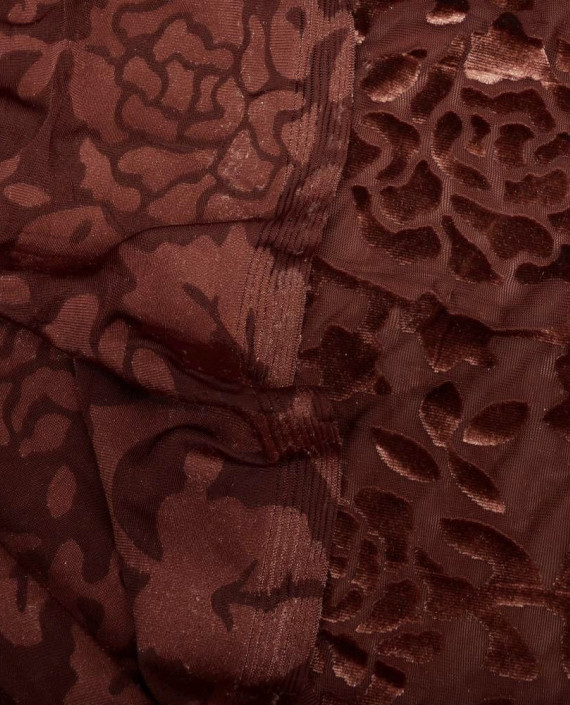 Ткань Панбархат "Кедровая шишка" 086 цвет коричневый цветочный картинка 2