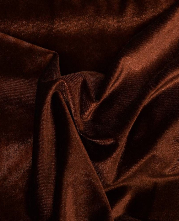 Ткань Бархат-стрейч 104 цвет коричневый картинка