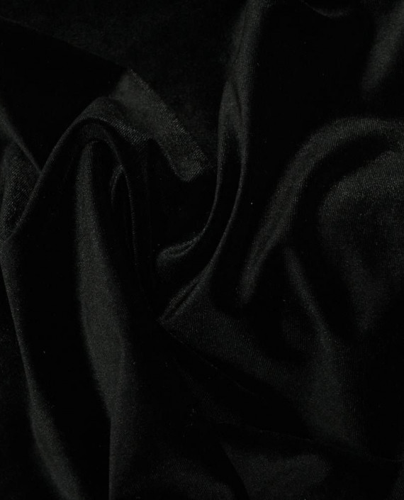 Последний отрез 0.9м Ткань Бархат-стрейч 1106 цвет черный картинка