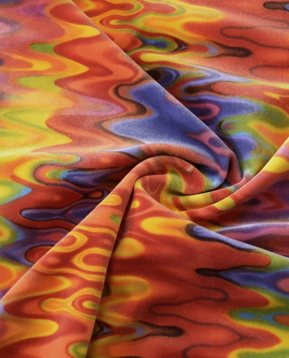 Ткань Бархат Стрейч 148 цвет разноцветный абстрактный картинка