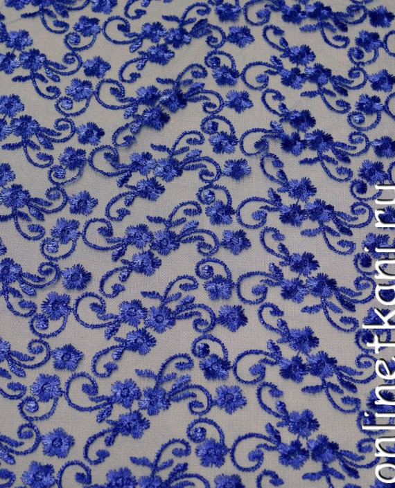 Ткань Гипюр 081 цвет голубой цветочный картинка