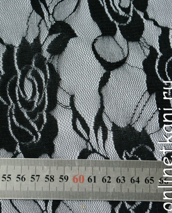 Ткань Гипюр 084 цвет черный цветочный картинка 1