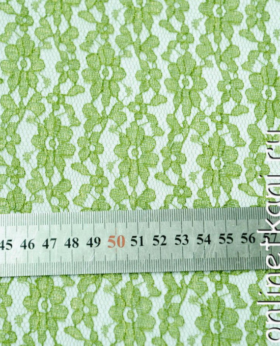 Ткань Гипюр 098 цвет зеленый цветочный картинка 2