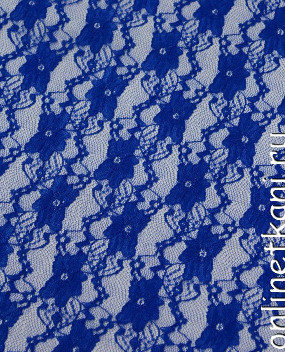 Ткань Гипюр-стрейч 109 цвет синий цветочный картинка
