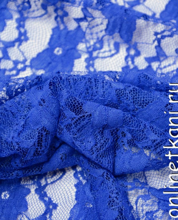 Ткань Гипюр-стрейч 109 цвет синий цветочный картинка 2
