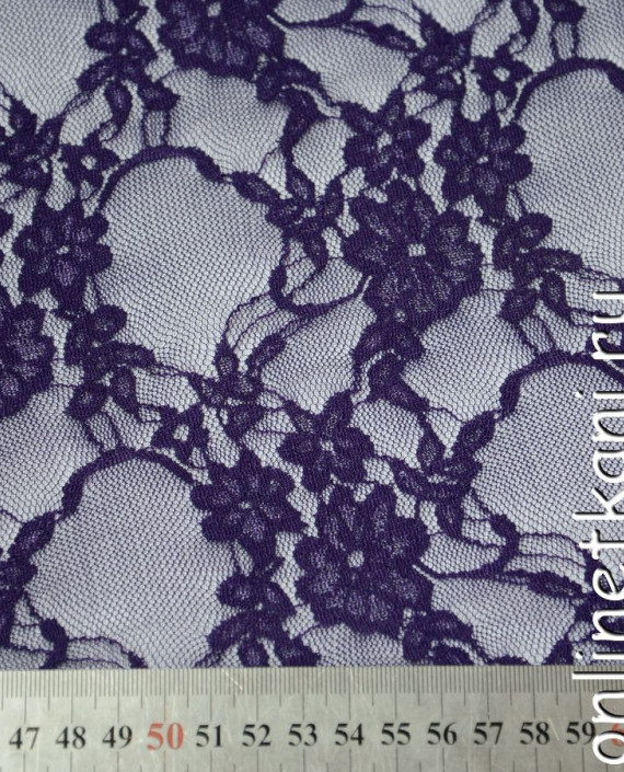 Ткань Гипюр-стрейч 102 цвет фиолетовый цветочный картинка 2