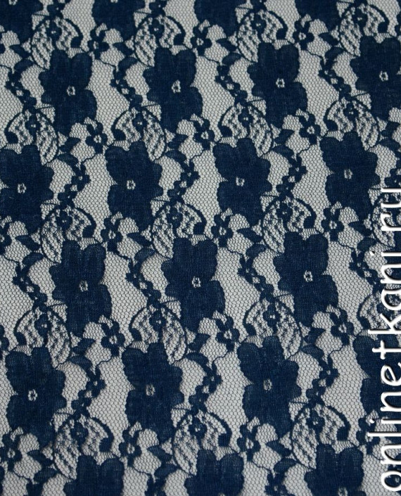 Ткань Гипюр-стрейч 112 цвет синий цветочный картинка