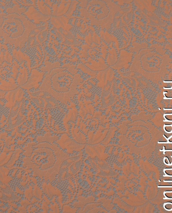 Ткань Гипюр-стрейч 118 цвет оранжевый цветочный картинка