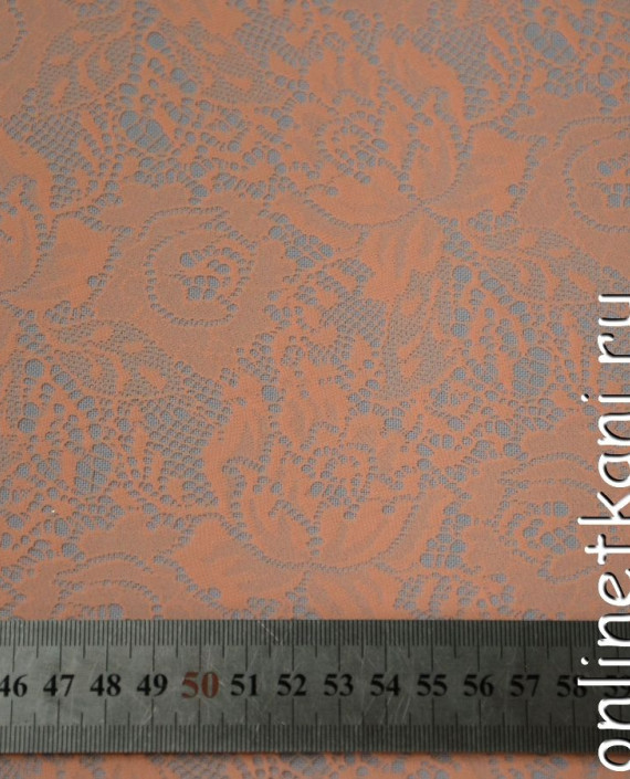 Ткань Гипюр-стрейч 118 цвет оранжевый цветочный картинка 2