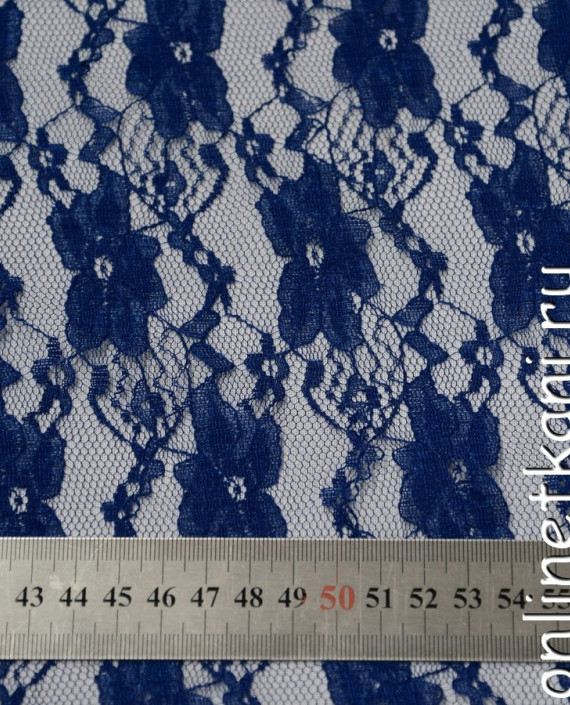 Ткань Гипюр-стрейч 127 цвет синий цветочный картинка 1