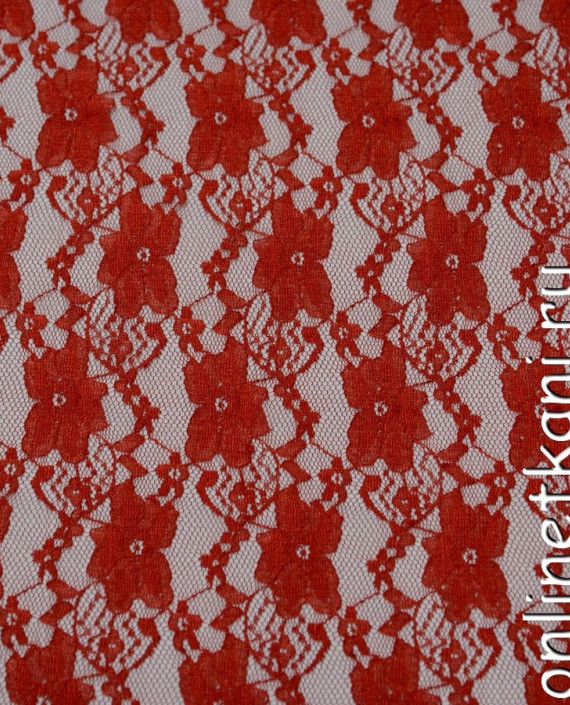 Ткань Гипюр-стрейч 133 цвет красный цветочный картинка