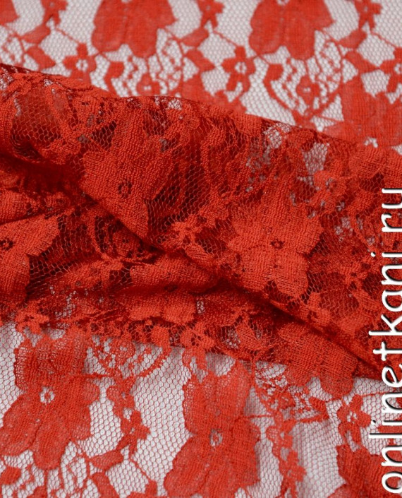 Ткань Гипюр-стрейч 133 цвет красный цветочный картинка 2