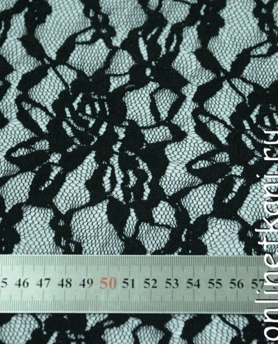 Ткань Гипюр-стрейч 134 цвет серый цветочный картинка 2