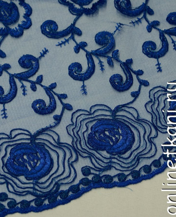 Ткань Гипюр 135 цвет синий цветочный картинка 1