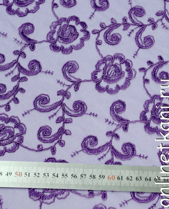 Ткань Гипюр 141 цвет фиолетовый цветочный картинка 2