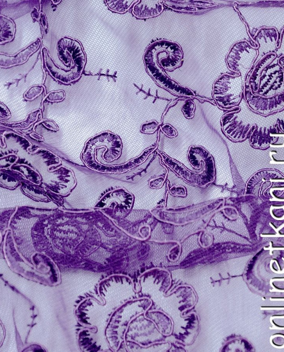 Ткань Гипюр 141 цвет фиолетовый цветочный картинка 1