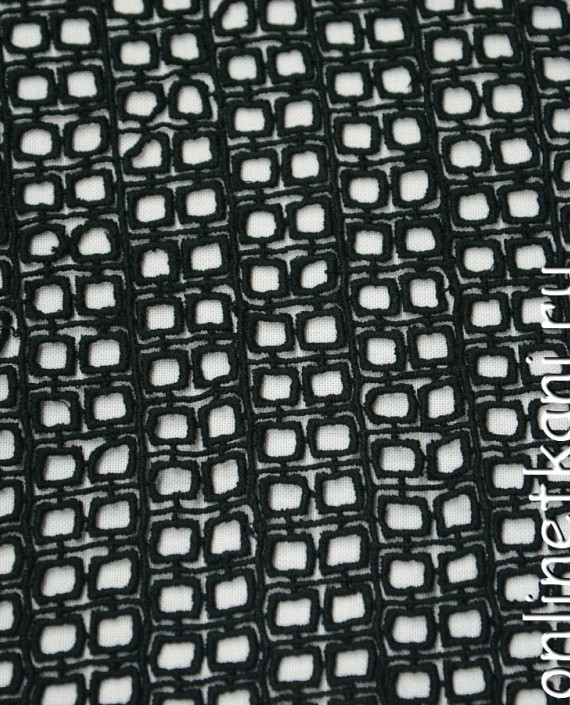 Ткань Гипюр 162 цвет черный геометрический картинка