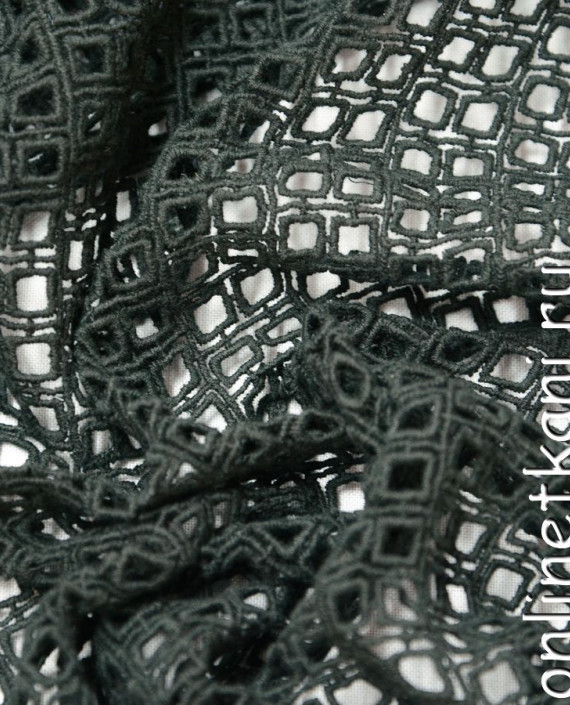 Ткань Гипюр 162 цвет черный геометрический картинка 2